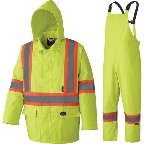 5609 Combinaison de pluie imperm&eacute;able 210D, Polyester/PVC, T-petit, Jaune lime haute visibilit&eacute; R.M.G. Prévention