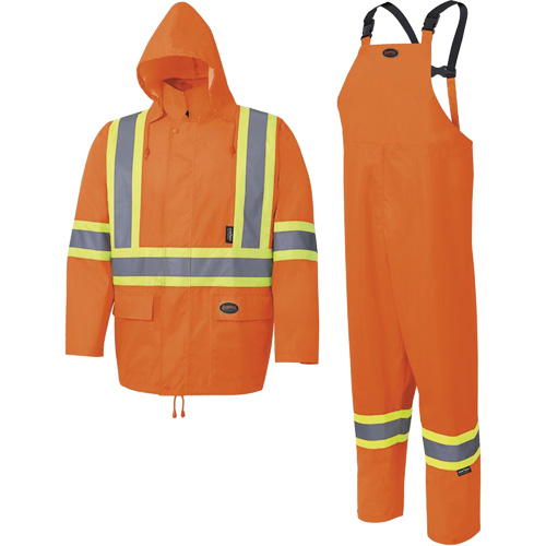 5618 Combinaison de pluie 150D, Polyester/Polyur&eacute;thane, Petit, Orange haute visibilit&eacute; R.M.G. Prévention