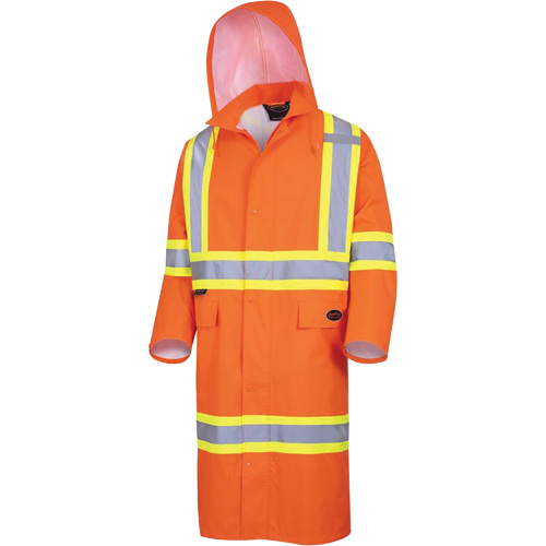 5630 The Rock 300D Waterproof Long Coat, Polyester, Small, High Visibility Orange R.M.G. Prévention