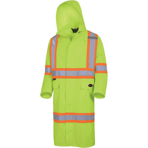 5631 The Rock 300D Waterproof Long Coat, Polyester, Small, High Visibility Lime-Yellow R.M.G. Prévention