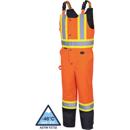 5040BB Waterproof Quilted Bib Pants, Polyester, X-Small, Black/High Visibility Orange R.M.G. Prévention