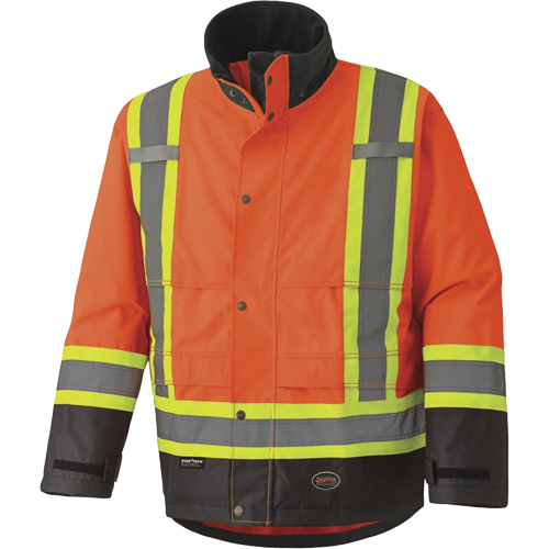 5400 Veste de s&eacute;curit&eacute; imperm&eacute;able 300D Trilobal antid&eacute;chirure, Polyester, Noir/Orange haute visibilit&eacute;, Petit R.M.G. Prévention
