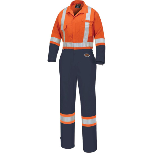 5514WBB Women's 2-Tone Safety Coveralls, X-Small, High Visibility Orange/Navy Blue R.M.G. Prévention