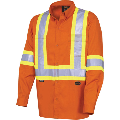 4441 Ultra-Cool Long-Sleeved Safety Shirt, Cotton, Small, High Visibility Orange R.M.G. Prévention
