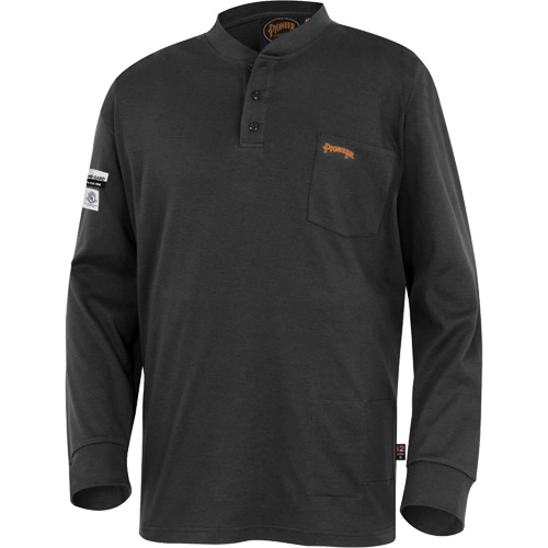 332 Chandail Henley en tricot interlock ignifuge, Petit, Noir R.M.G. Prévention