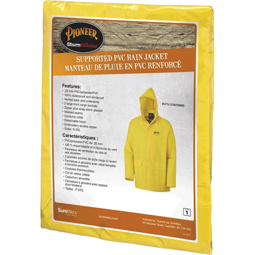 577J Rain Jacket, Polyester/PVC, Small, Yellow R.M.G. Prévention