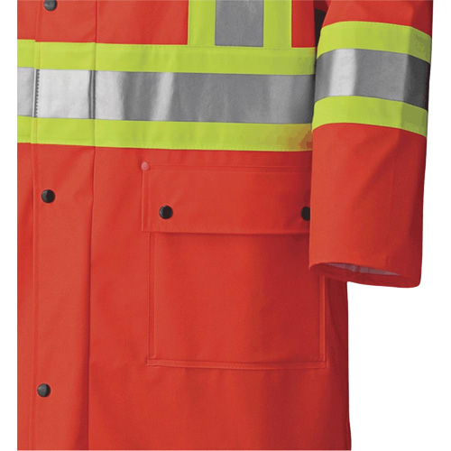 5896 Flame Resistant Waterproof Long Coat, Small, High Visibility Orange R.M.G. Prévention