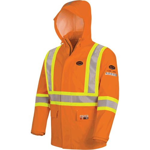 5880 Manteau de pluie ignifuge et protection contre les &eacute;clats d'arc &eacute;lectrique, T-petit, Orange haute visibilit&eacute;, 10 cal/cm² R.M.G. Prévention
