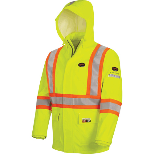 5881 Manteau de pluie ignifuge et protection contre les &eacute;clats d'arc &eacute;lectrique, T-petit, Jaune haute visibilit&eacute;, 10 cal/cm² R.M.G. Prévention