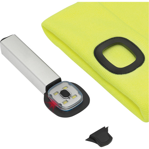 5676 Knit Toque with LED Headlight, Fleece Lining, One Size, High Visibility Yellow R.M.G. Prévention