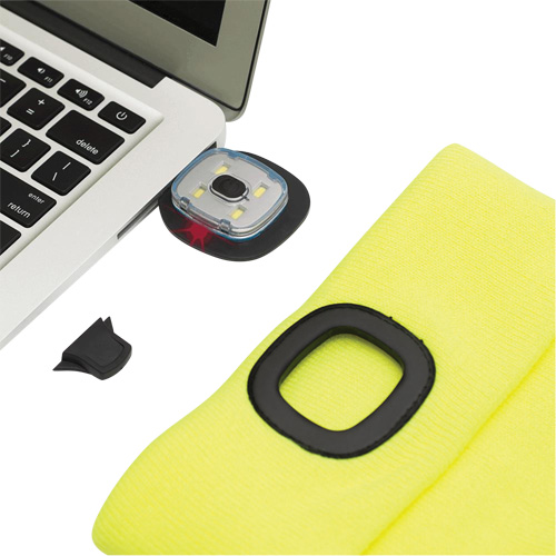 5676 Knit Toque with LED Headlight, Fleece Lining, One Size, High Visibility Yellow R.M.G. Prévention