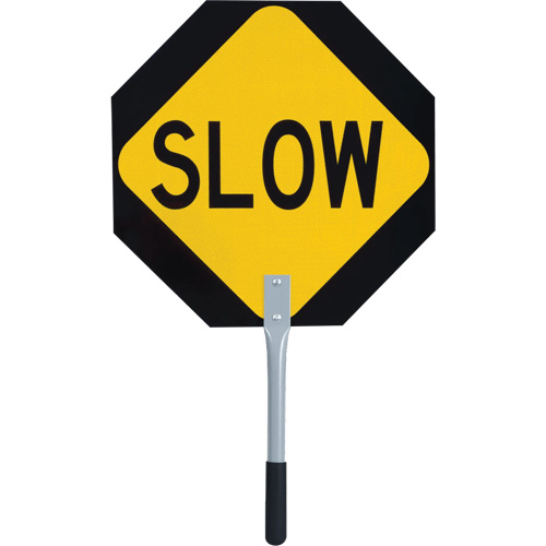 456 Traffic Stop/Slow Paddle, 18" x 18", Corrugated Plastic, English R.M.G. Prévention