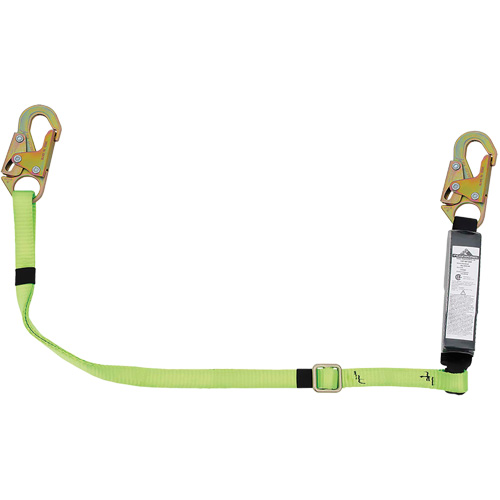 SA-5400-6A Adjustable Shock Absorbing Lanyard, 6', Snap Hook Center, Snap Hook Leg Ends, Polyester R.M.G. Prévention