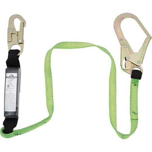 SA-5402-4 Shock Absorbing Lanyard, 4', Rebar Hook Center, Snap Hook Leg Ends, Polyester R.M.G. Prévention