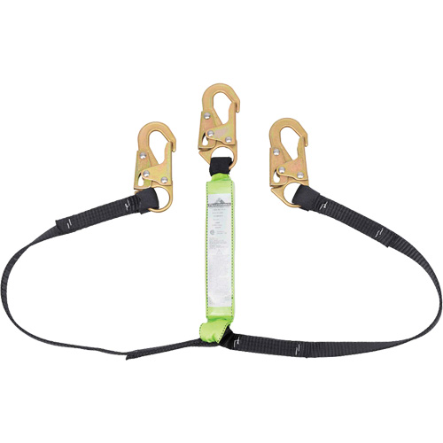 SA-64000-6 Shock Absorbing Lanyard, 6', Snap Hook Center, Snap Hook Leg Ends, Polyester R.M.G. Prévention