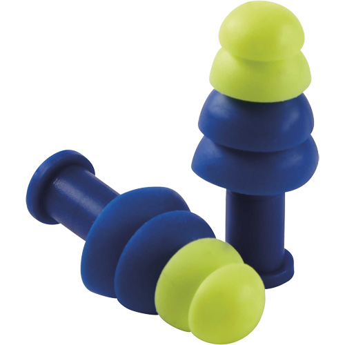 Reusable Tapered Earplugs, Uncorded, Bulk - Box, 27 dB NRR, One-Size R.M.G. Prévention