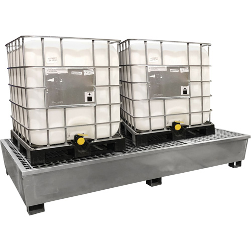 Steel Ultra-Twin IBC Spill Pallet&reg;, 370 US gal. Spill Capacity, 103.8" x 26.8" x 51.1" R.M.G. Prévention