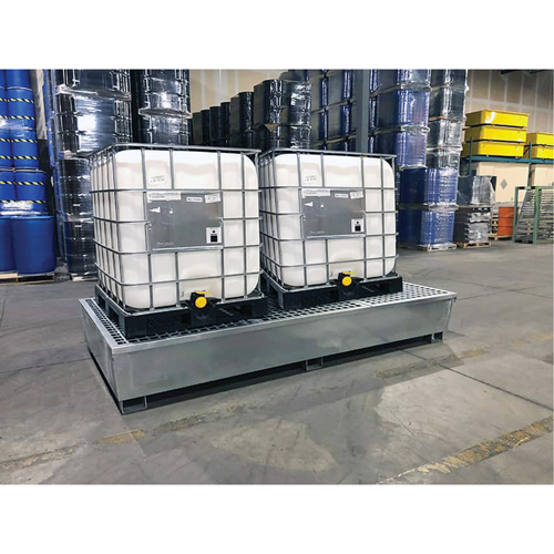 Steel Ultra-Twin IBC Spill Pallet&reg;, 370 US gal. Spill Capacity, 103.8" x 26.8" x 51.1" R.M.G. Prévention