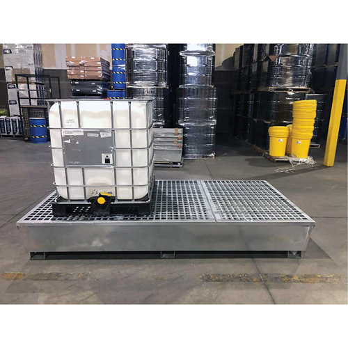 Steel Ultra-Twin IBC Spill Pallet&reg;, 370 US gal. Spill Capacity, 103.8" x 26.8" x 51.1" R.M.G. Prévention