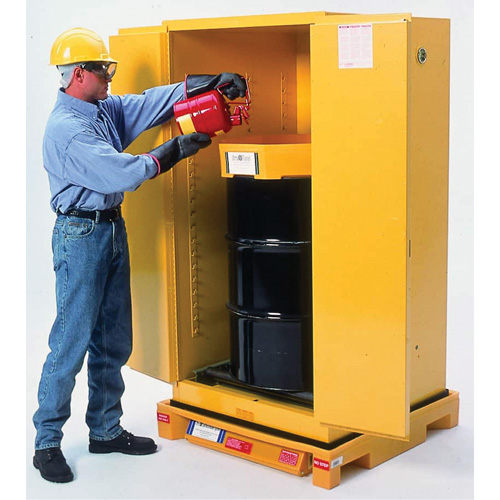 Single Drum Ultra-Safety Cabinet Bladder System&reg;, 37.8" L x 37.8" W x 6.3" H, 1500 lbs. Load Capacity R.M.G. Prévention