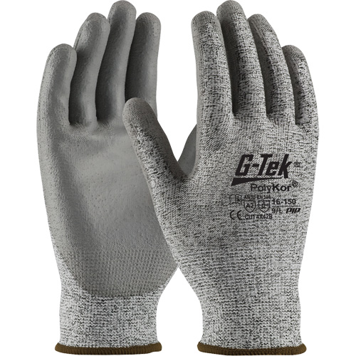 Gants r&eacute;sistants aux coupures G-Tek en tricot sans couture, Taille T-petit, Calibre 13, Rev&ecirc;tement Polyur&eacute;thane, Enveloppe en PolyKor, ASTM ANSI niveau A2/EN 388 niveau B R.M.G. Prévention