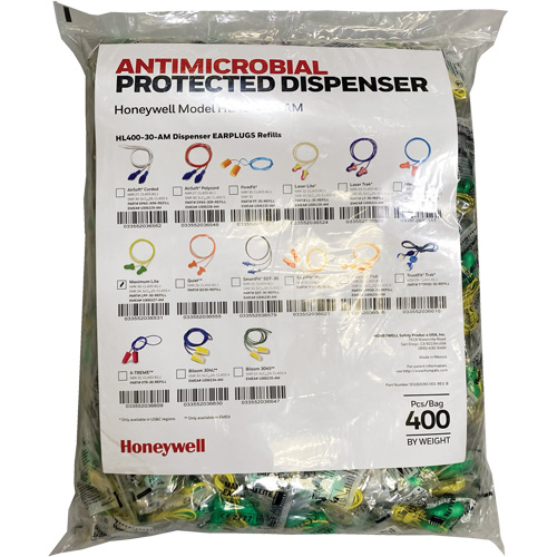 LPF-30 Earplugs Refill for HL400 Dispenser, Bulk - Polybag, Corded R.M.G. Prévention