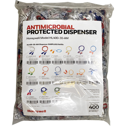 AS-30R Earplugs Refill for HL400 Dispenser, Bulk - Polybag, Corded R.M.G. Prévention