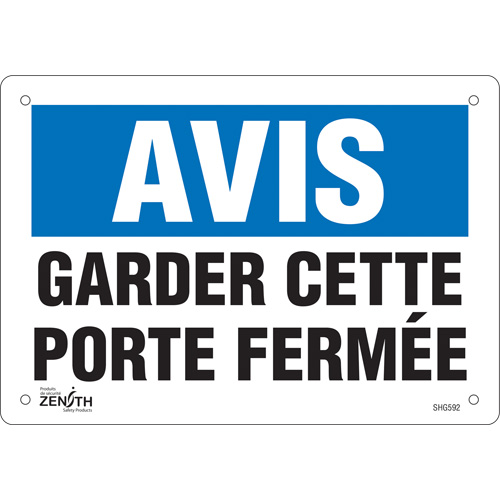 "Porte ferm&eacute;e" Sign, 7" x 10", Vinyl, French R.M.G. Prévention