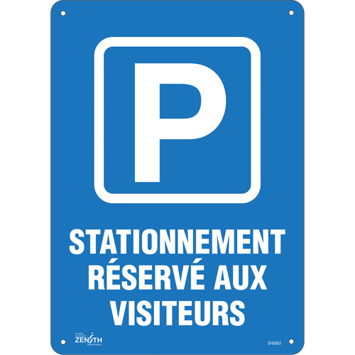 Enseigne  Stationnement r&eacute;serv&eacute; aux visiteurs , 10" x 14", Plastique, Français avec pictogramme R.M.G. Prévention
