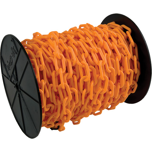 Heavy-Duty Plastic Safety Chain, Orange, 2" Link, 100' Length R.M.G. Prévention