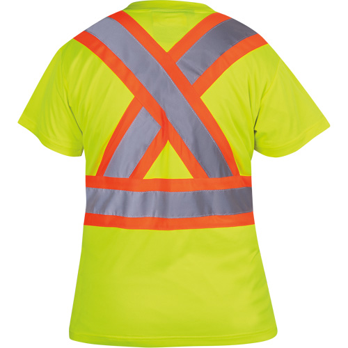 6949 Women's Bird's-Eye Safety T-Shirt, Polyester, X-Small, High Visibility Lime-Yellow R.M.G. Prévention