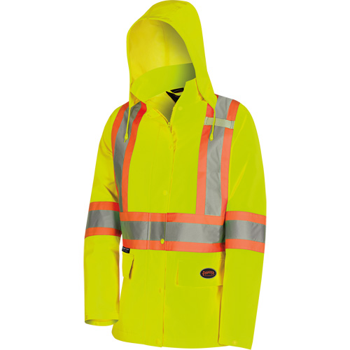 5628W The Rock Women's 300D  Quilted Safety Parka, Polyester/Polyurethane, High Visibility Lime-Yellow, X-Small R.M.G. Prévention