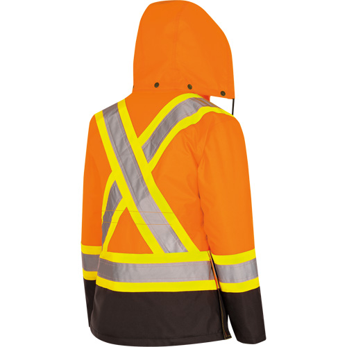 5020BBW Women's  7-in-1 Waterproof Jacket with Hood, Polyester/Polyurethane, High Visibility Orange, X-Small R.M.G. Prévention