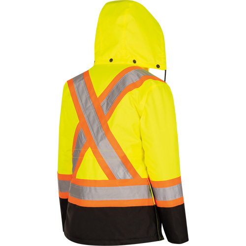 5021BBW Women's  7-in-1 Waterproof Jacket with Hood, Polyester/Polyurethane, High Visibility Lime-Yellow, X-Small R.M.G. Prévention