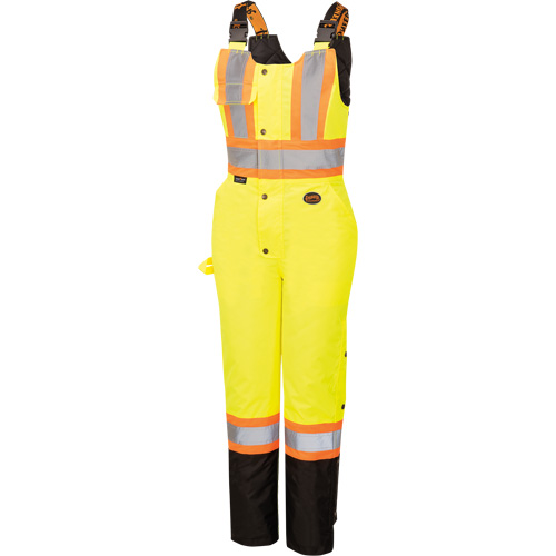 5041BBW Women's High-Visibility Waterproof Safety Overalls, Polyester, X-Small, Black/High Visibility Lime-Yellow R.M.G. Prévention