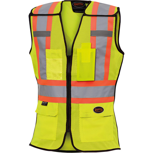 489 Women's High-Visibility Safety Tear-Away Vest, High Visibility Lime-Yellow, X-Small, Polyester R.M.G. Prévention