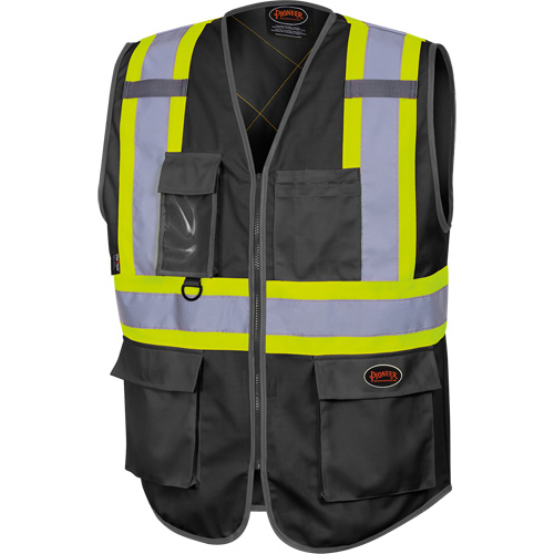 6959BK Tricot High-Visibility Safety Vest with Zipper Closure, Black, X-Small, Polyester R.M.G. Prévention