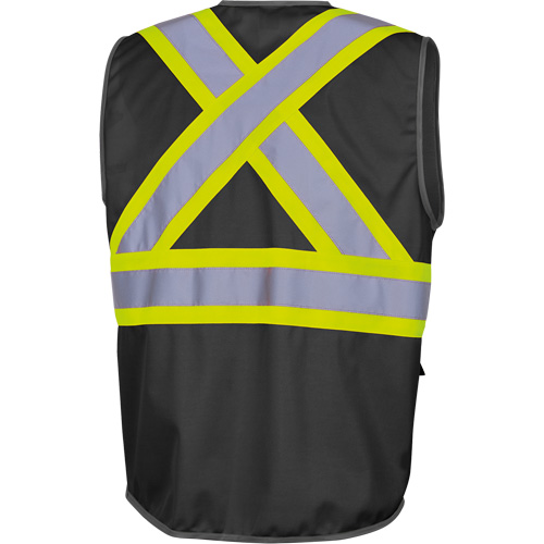 6959BK Tricot High-Visibility Safety Vest with Zipper Closure, Black, X-Small, Polyester R.M.G. Prévention