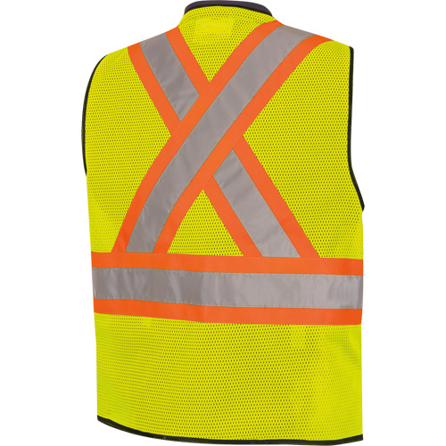 6895 High-Visibility Zip Front Bi-Colour Safety Vest, Black/High Visibility Lime-Yellow, 2X-Large/3X-Large, Polyester R.M.G. Prévention