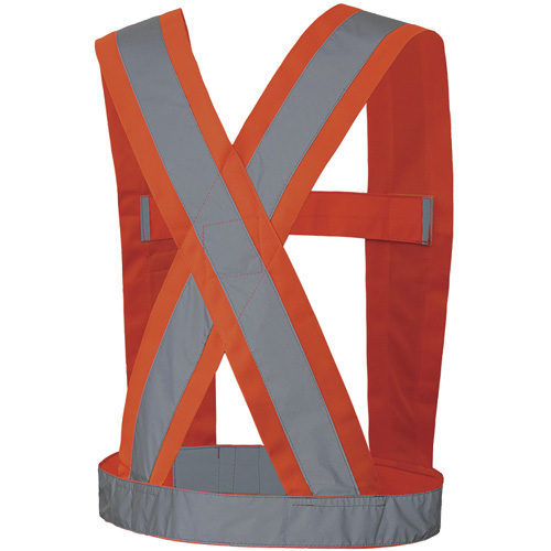 5491 High-Visibility 4" Wide Adjustable Safety Sash, Meets/Exceeds CSA Z96 Class 2 - Level 2, High Visibility Orange, Silver Reflective Colour, One Size R.M.G. Prévention