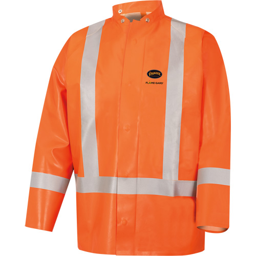 5990J Manteau de s&eacute;curit&eacute; imperm&eacute;able tr&egrave;s robuste ignifuge et r&eacute;sistant aux arcs &eacute;lectriques, Petit, Orange haute visibilit&eacute;, 11 cal/cm² R.M.G. Prévention
