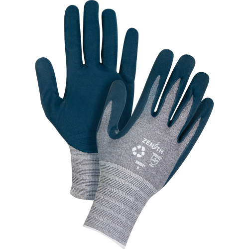 Gants &eacute;cologiques enduits et l&eacute;gers, 10, R&ecirc;vetement Mousse de nitrile, Calibre 15, Enveloppe en Polyester/rPET R.M.G. Prévention