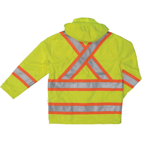Manteau de s&eacute;curit&eacute; imperm&eacute;able en tissu ind&eacute;chirable Ripstop, Polyester, Petit, Jaune lime haute visibilit&eacute; R.M.G. Prévention