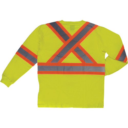 Long Sleeve Safety T-Shirt, Cotton, X-Small, High Visibility Lime-Yellow R.M.G. Prévention