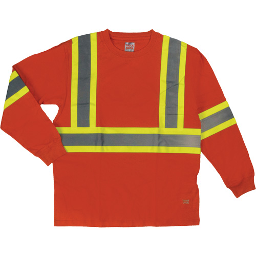 Long Sleeve Safety T-Shirt, Cotton, X-Small, High Visibility Orange R.M.G. Prévention