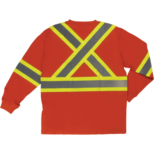 Long Sleeve Safety T-Shirt, Cotton, X-Small, High Visibility Orange R.M.G. Prévention