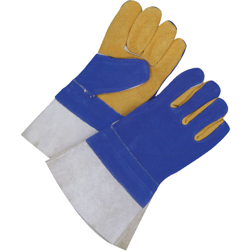 Gants pour soudeur doubl&eacute;s avec poignet de 5", Cuir de vache refendu, Taille 2T-Grand R.M.G. Prévention