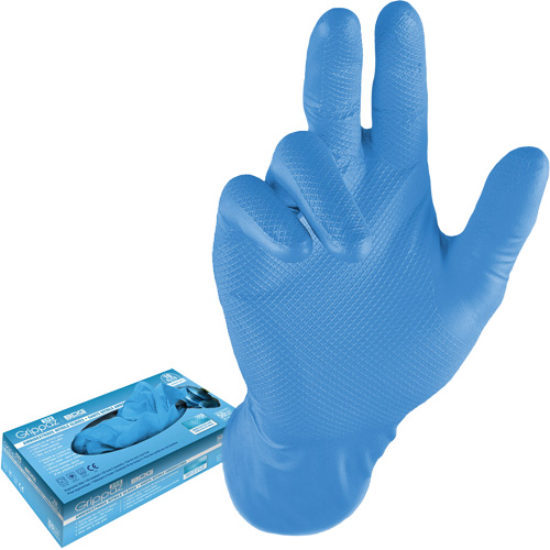 Gants jetables, 3T-Grand, Nitrile, 8 mils, Sans poudre, Bleu R.M.G. Prévention