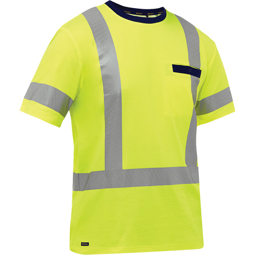 Bisley&reg; X-Back Short Sleeve Shirt, Poly-Cotton, Small, High Visibility Lime-Yellow R.M.G. Prévention