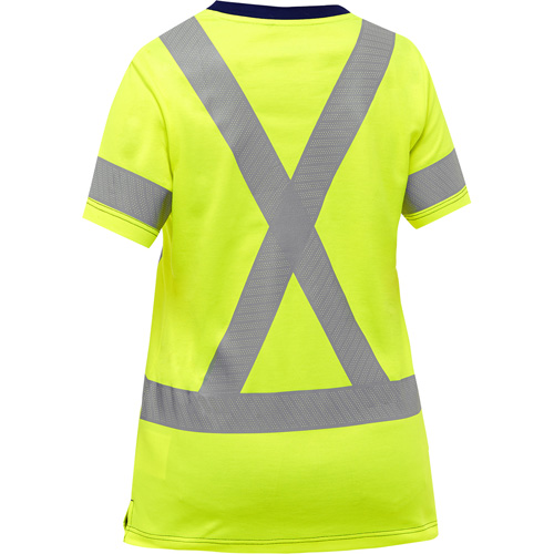 Chemise &agrave; manches courtes et X au dos Bisley pour femmes, Poly-coton, Petit, Jaune lime haute visibilit&eacute; R.M.G. Prévention